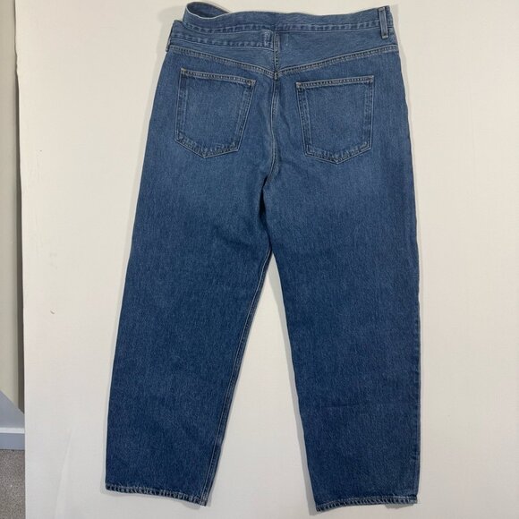 AGOLDE Cut-Out Baggy Straight-Leg Jeans Women’s Size 33 Blue Denim High Waist - Picture 6 of 15